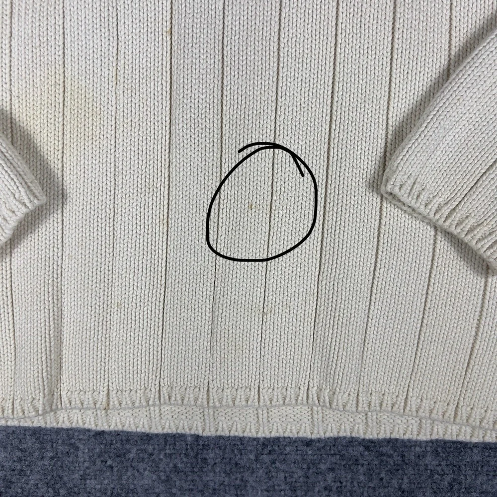 Polo Jeans Ralph Lauren Cream Ribbed Quarter Zip Sweater Cotton Knit Pullover